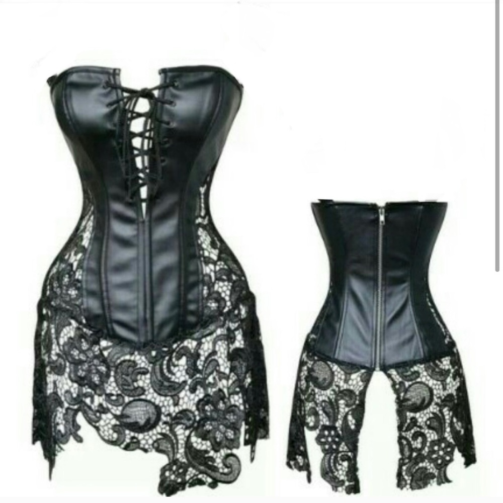 Strapless Zip Up Corset with Lace Detail